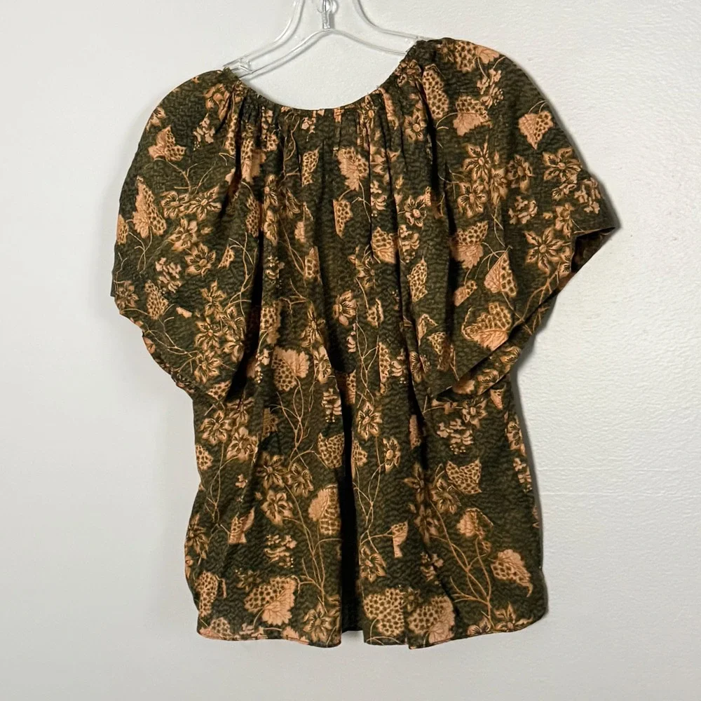 Ulla Johnson Sena Blouse Floral Puff Sleeve Tie Neck Boho - 10